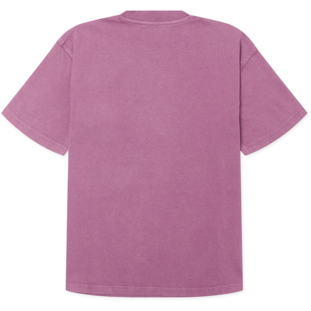 balo tee washed purple, flatlay achterkant met crew neck en losse pasvorm