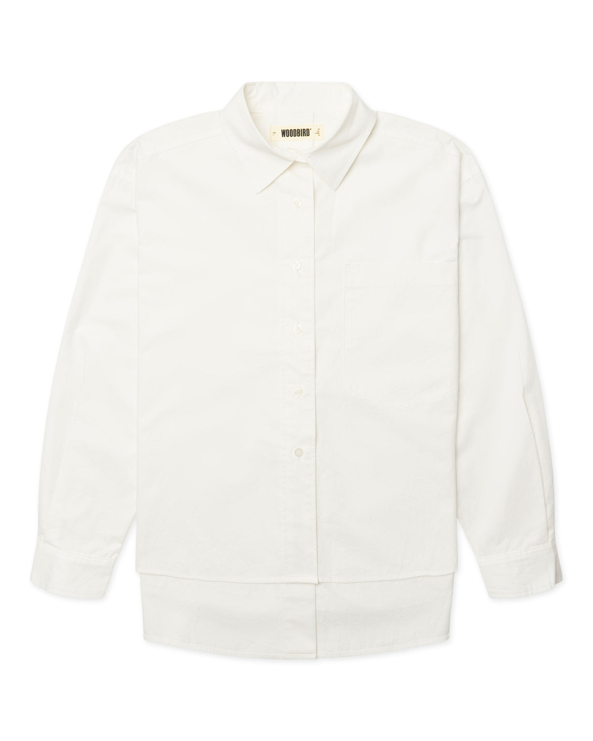 lei oversized blouse van woodbird in off white, flatlay vooraanzicht
