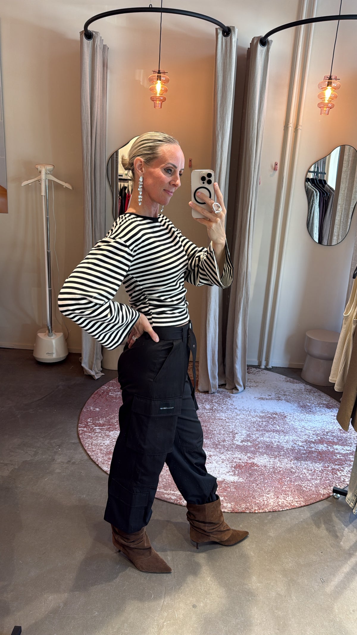 Long-sleeve striped black/white