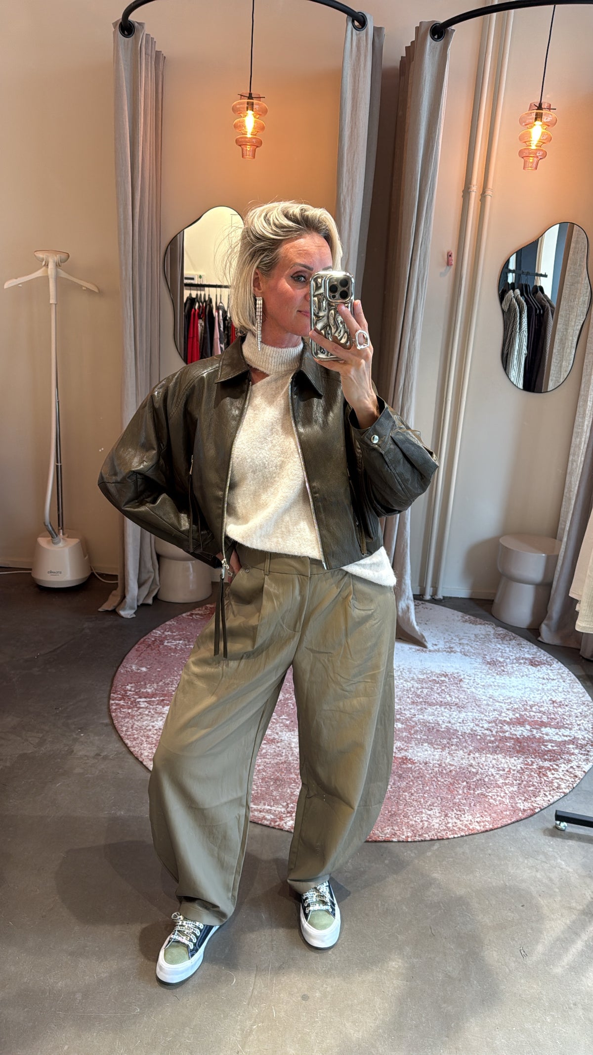 Vegan leather balloon trousers green