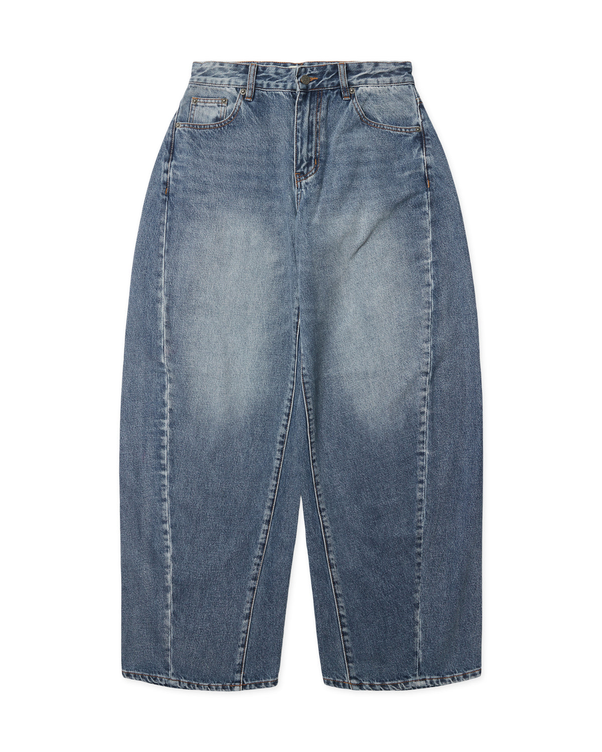woodbird vega light jeans, flatlay vooraanzicht met washed effect en naden