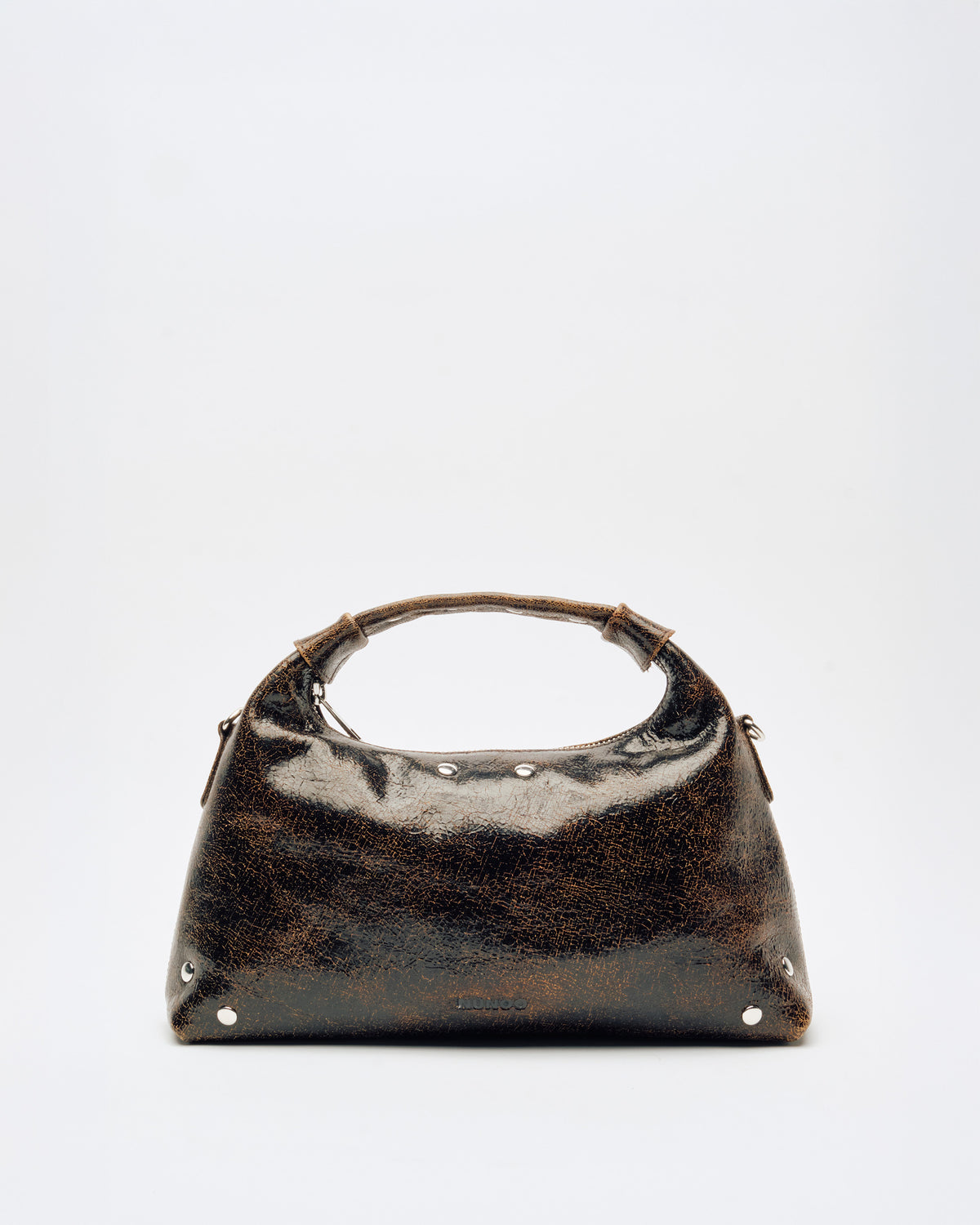 núnoo dandy pélé black tas met gekraakt leereffect, vooraanzicht