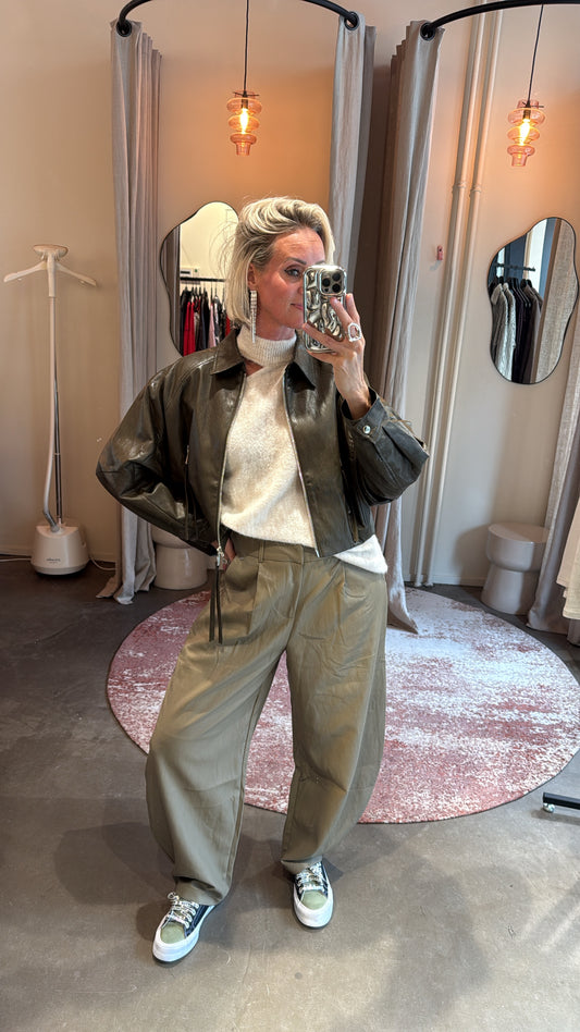 Soft vegan leather jacket green