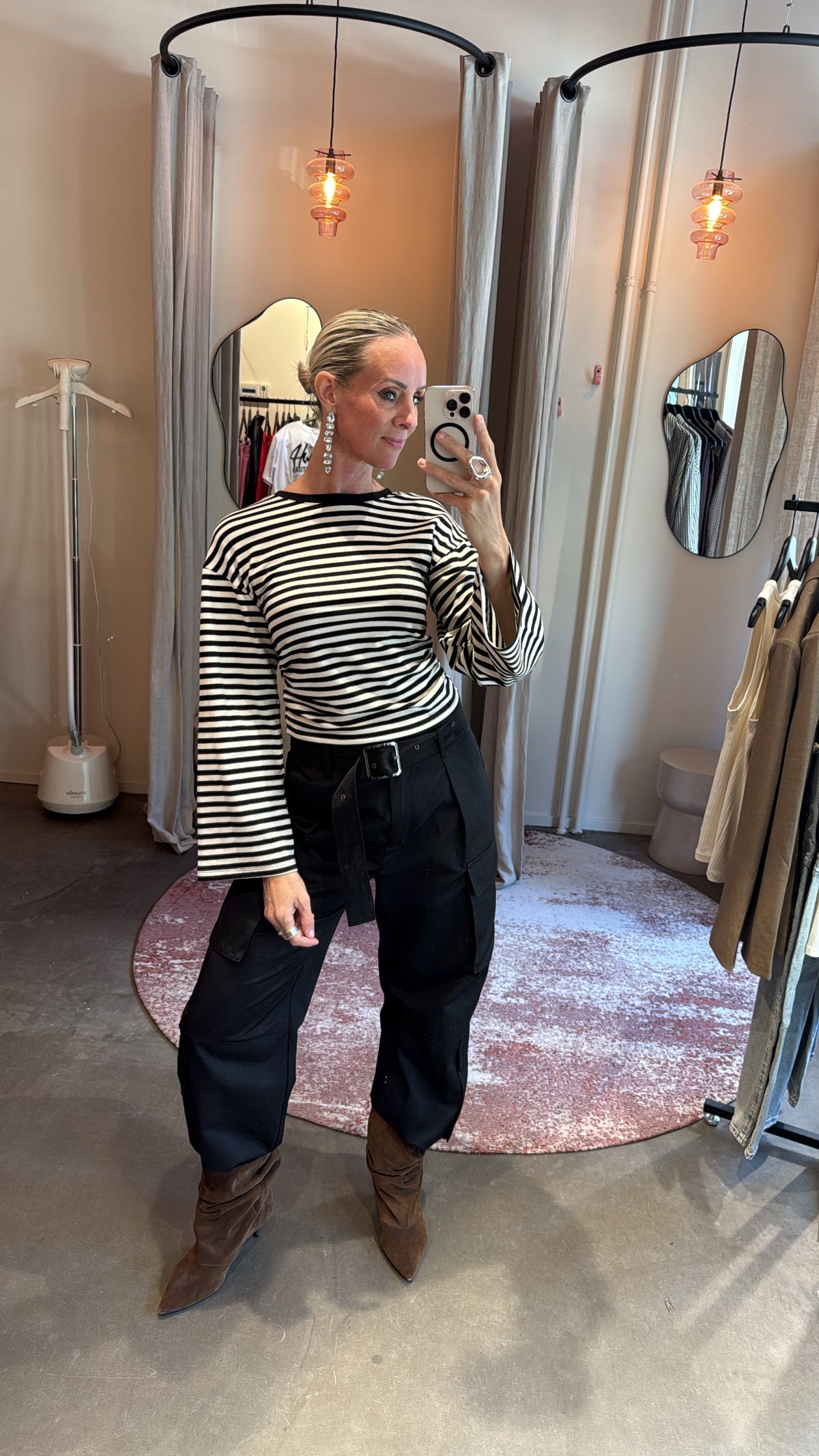 Long-sleeve striped black/white