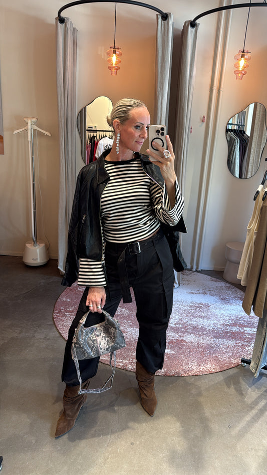 Long-sleeve striped black/white