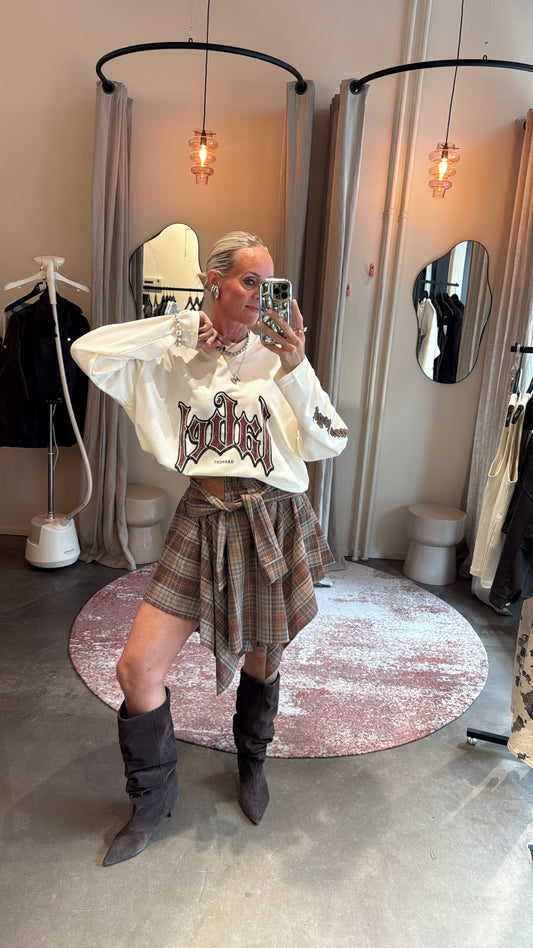 Brown checked skirt