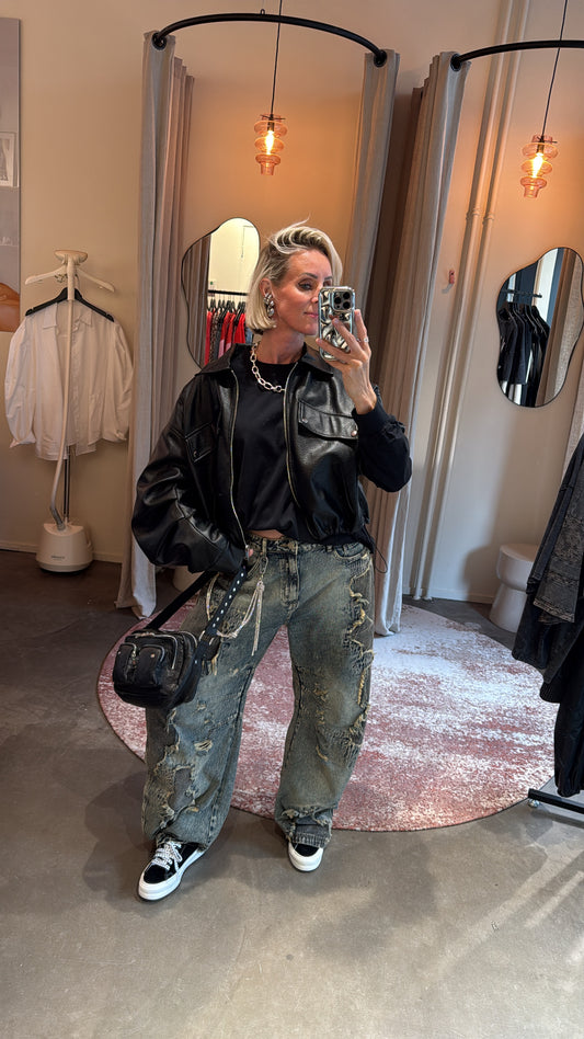 Biker Jacket Oversized Black