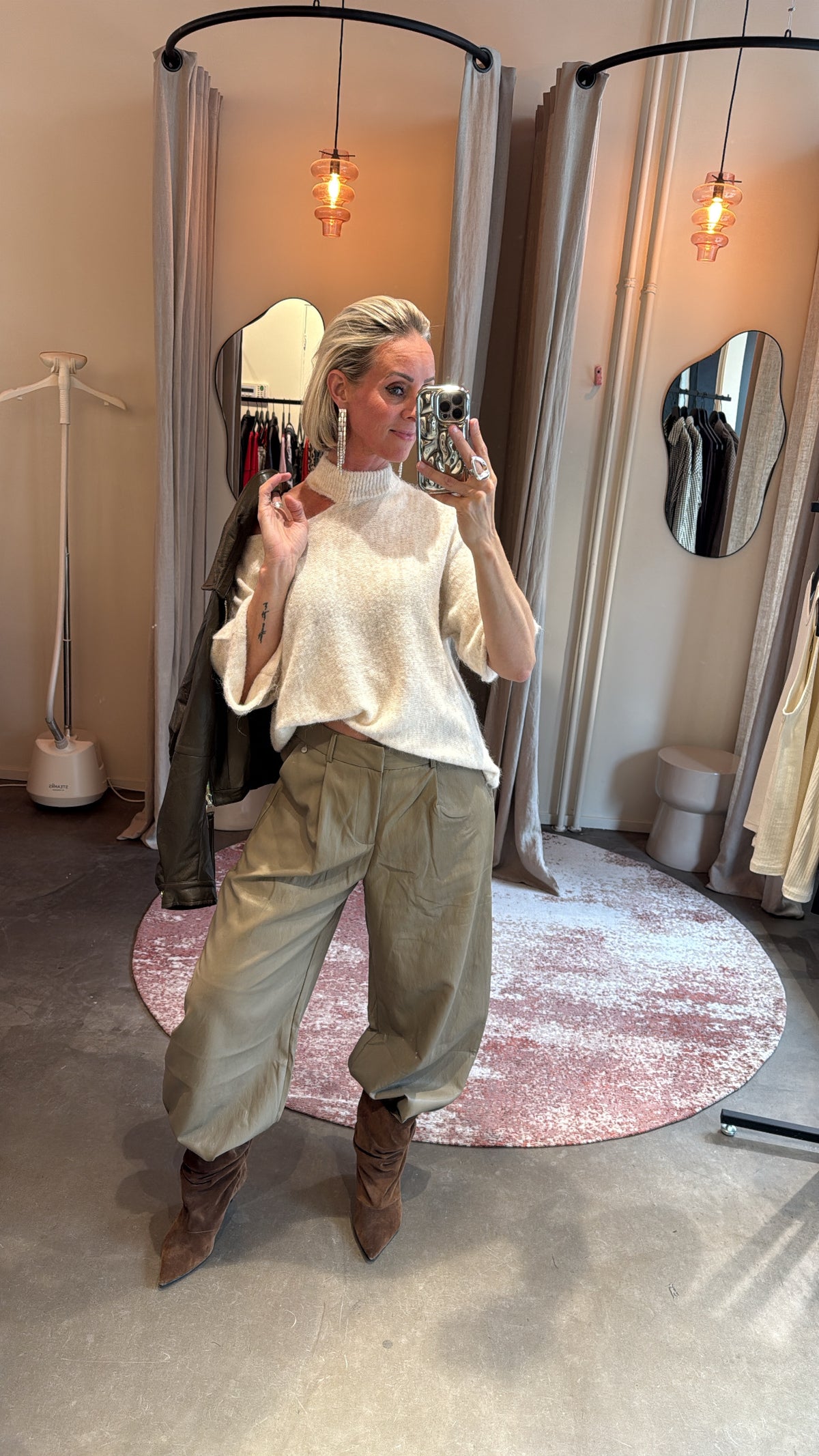 Vegan leather balloon trousers green