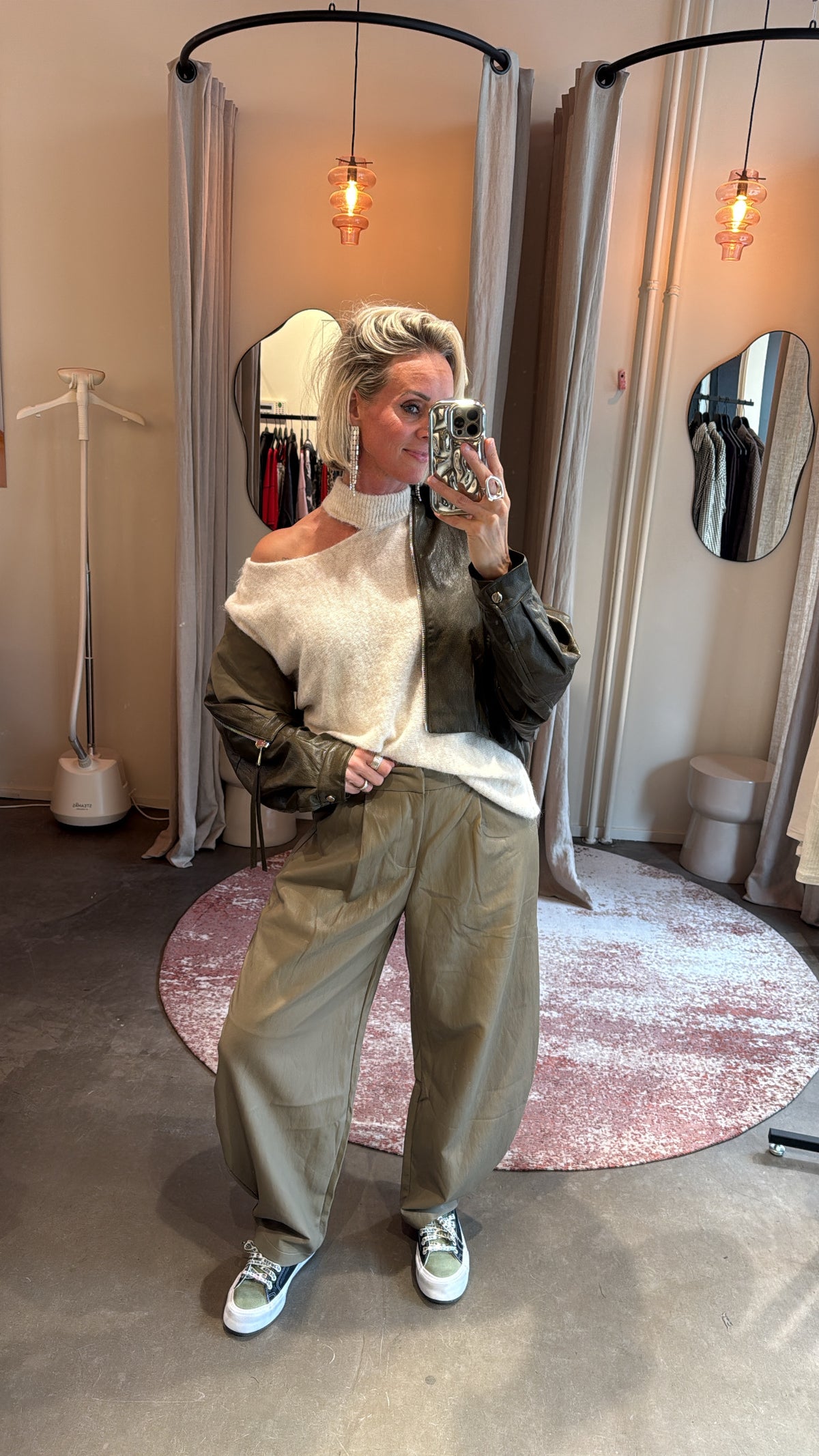 Vegan leather balloon trousers green
