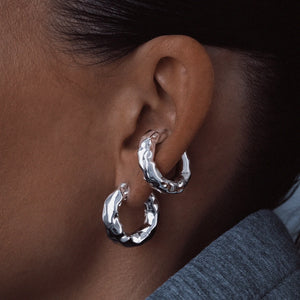 Chunky Kos Molten Earcuff Silver